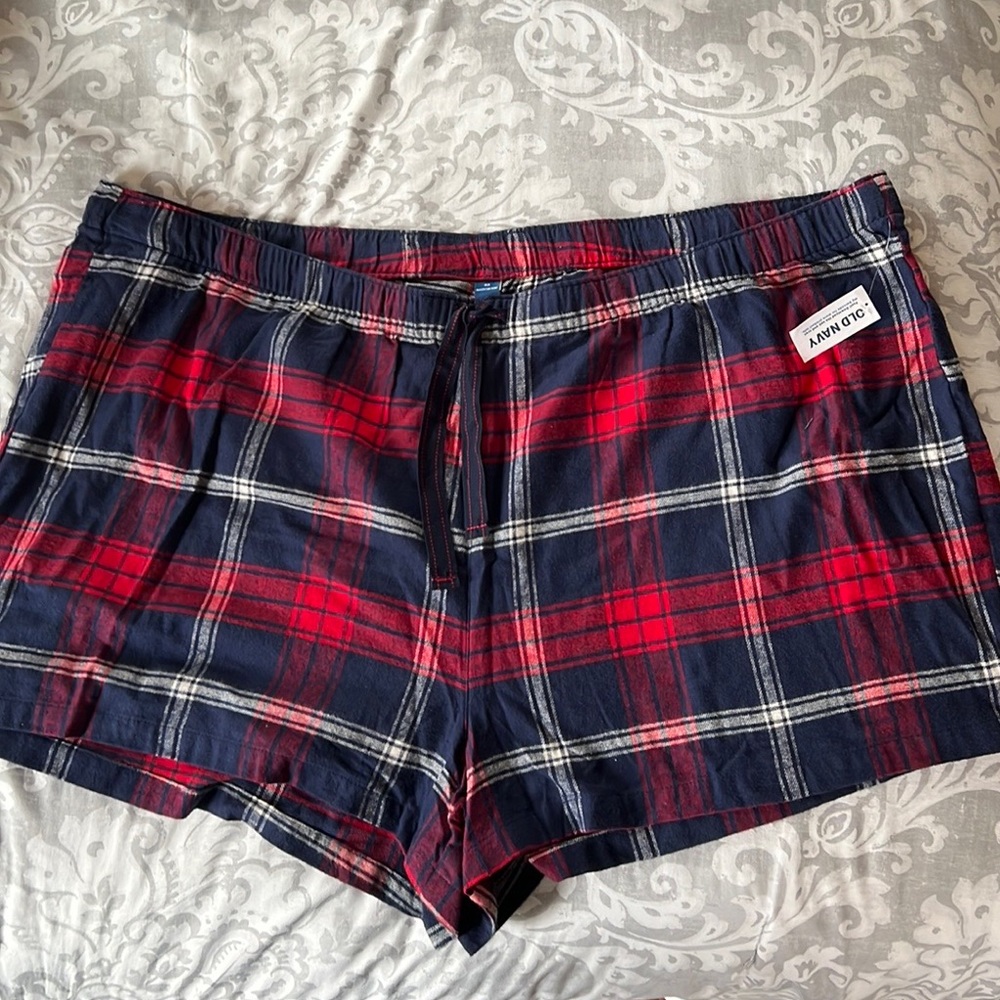 NWT PLUS Navy & Red Plaid PJ Shorts